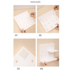 Painel Pegboard Prateleira Quadrado De Parede 6 Pçs - Cinza - 4