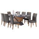 Ver imagem 2 de Conjunto Sala de Jantar 8 Lugares Retangular Tampo de Vidro/MDF Atlantis