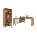 Ver imagem 2 de Kit Escrivaninha em L com Estante Multiuso e 3 Gavetas Línea Office Multimóveis MP6081 Madeirado/