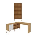 Ver imagem 7 de Kit Escrivaninha em L com Estante Multiuso e 3 Gavetas Línea Office Multimóveis MP6081 Madeirado/