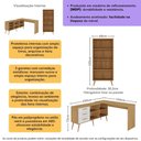 Ver imagem 3 de Kit Escrivaninha em L com Estante Multiuso e 3 Gavetas Línea Office Multimóveis MP6081 Madeirado/