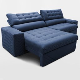 Sofá Retrátil e Reclinável 2,30m Molas Ensacadas Max Spring Velusoft Azul Cama Inbox - 6