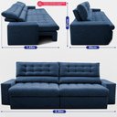 Ver imagem 3 de Sofá Retrátil e Reclinável 2,30m Molas Ensacadas Max Spring Velusoft Azul Cama Inbox