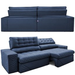 Sofá Retrátil e Reclinável 2,30m Molas Ensacadas Max Spring Velusoft Azul Cama Inbox - 7