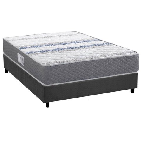 Conjunto Box Casal: Colchão Espuma Herval D60 / Ag65 Timeless + Base Crc Suede Gray (138x188)