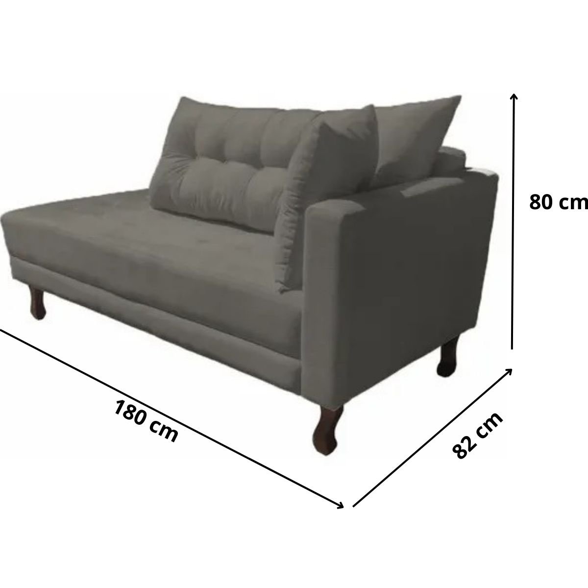 Divã Recamier Psicologia Troya 180 Cm Suede Cinza - Fm - 7