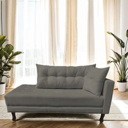 Divã Recamier Psicologia Troya 180 Cm Suede Cinza - Fm - 2