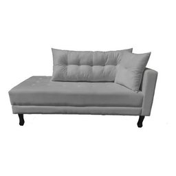 Divã Recamier Psicologia Troya 180 Cm Suede Cinza - Fm - 1