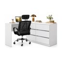 Ver imagem 2 de Conjunto Escritório com Mesa em L 6 Gavetas e Cadeira Giratória Multimóveis MCR6116 Branco/Preto