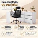 Ver imagem 3 de Conjunto Escritório com Mesa em L 6 Gavetas e Cadeira Giratória Multimóveis MCR6116 Branco/Preto