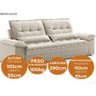 Sofá Bergamo 2,90m Retrátil e Reclinável Veludocristal Areia - Netsofas - 6