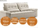 Ver imagem 6 de Sofá Bergamo 2,90m Retrátil e Reclinável Veludocristal Areia - Netsofas