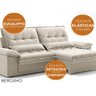 Sofá Bergamo 2,90m Retrátil e Reclinável Veludocristal Areia - Netsofas - 3