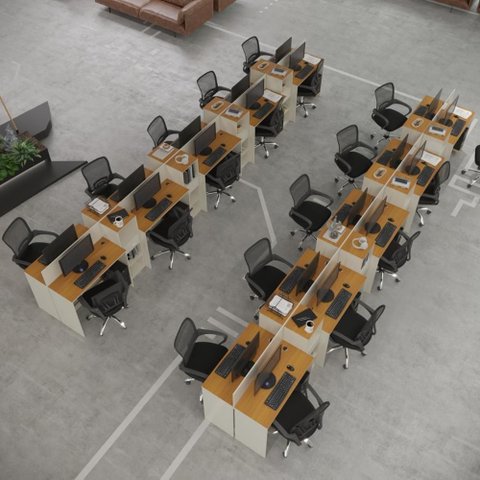 Estação de Trabalho 20 Lugares Noruega Office 20 Mesas 16 Armários Livreiro - Via Nossa - Off