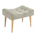 Ver imagem 1 de Puff banqueta retangular bege pé palito com detalhe em costura