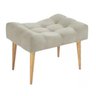 Puff banqueta retangular bege pé palito com detalhe em costura - 1