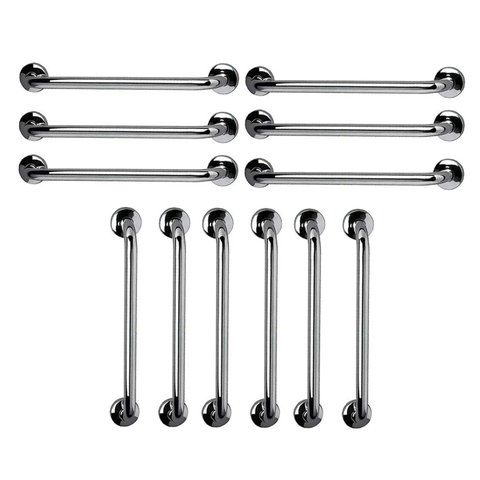 Barra de Apoio 60cm Aço Inox Kit 12 Unidades Idoso Gestante Cadeirante Deficiente Banheiro Box Acess