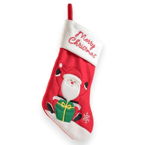 Meia Natalina Papai Noel e Caixa de Presente 25 x 1 x 40 cm - 3119868 - Cromus