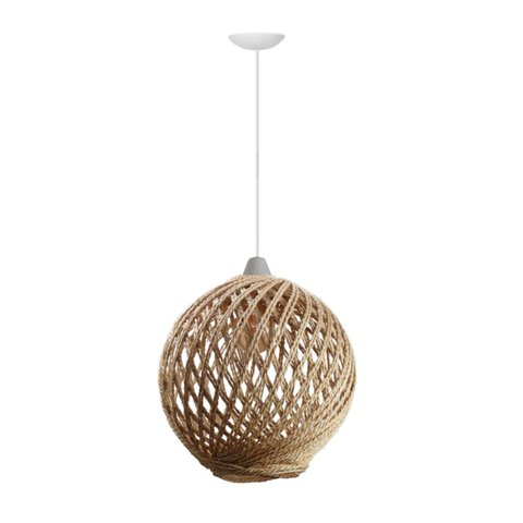 Luminária Pendente Mabelly em Corda Sisal Natural Palha:branco