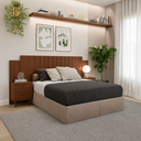 Ver imagem 1 de Cabeceira Verona com 2 Mesas de Cabeceira 4 Gavetas Painel Ripado Pm Home