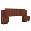 Ver imagem 2 de Cabeceira Verona com 2 Mesas de Cabeceira 4 Gavetas Painel Ripado Pm Home
