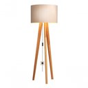 Ver imagem 1 de Luminária de Chão Abajur com Cúpula e Pés de Madeira Mobigu Off White