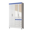 Ver imagem 4 de Guarda-Roupa Solteiro 4 Portas 4 Gavetas e 1 com Chave 2 Espelhos e Pés Sobral Branco/Rosa/Azul/Lilás