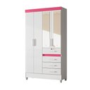 Ver imagem 6 de Guarda-Roupa Solteiro 4 Portas 4 Gavetas e 1 com Chave 2 Espelhos e Pés Sobral Branco/Rosa/Azul/Lilás