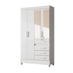 Guarda-Roupa Solteiro 4 Portas 4 Gavetas e 1 com Chave 2 Espelhos e Pés Sobral - 3