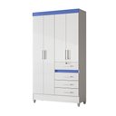Ver imagem 4 de Guarda-Roupa Solteiro 4 Portas 4 Gavetas e 1 com Chave e Pés Sobral Branco/Rosa/Azul/Lilás