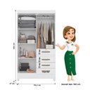 Ver imagem 7 de Guarda-Roupa Solteiro 4 Portas 4 Gavetas e 1 com Chave e Pés Sobral Branco/Rosa/Azul/Lilás