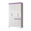 Ver imagem 5 de Guarda-Roupa Solteiro 4 Portas 4 Gavetas e 1 com Chave e Pés Sobral Branco/Rosa/Azul/Lilás