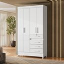 Ver imagem 2 de Guarda-Roupa Solteiro 4 Portas 4 Gavetas e 1 com Chave e Pés Sobral