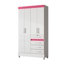 Ver imagem 6 de Guarda-Roupa Solteiro 4 Portas 4 Gavetas e 1 com Chave e Pés Sobral Branco/Rosa/Azul/Lilás