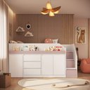Ver imagem 4 de Cama Infantil Estação 4 Portas 4 Gavetas com Escrivaninha Branco/Rosa - Completa Móveis