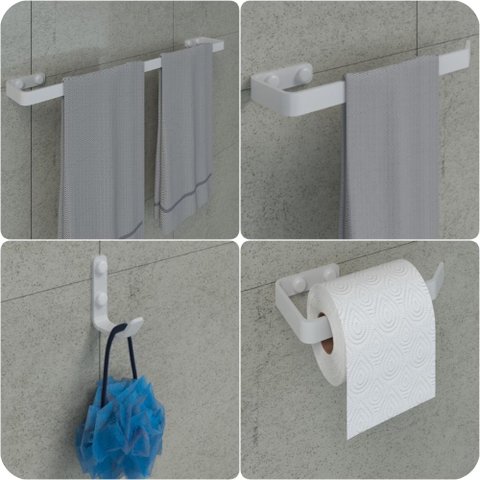 Kit Acessórios Para Banheiro Branco 4 Peças
