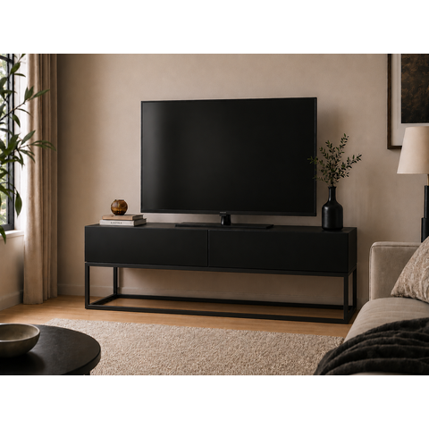 Rack para Sala Preto Estante Industrial para TV Pé de Ferro Preto