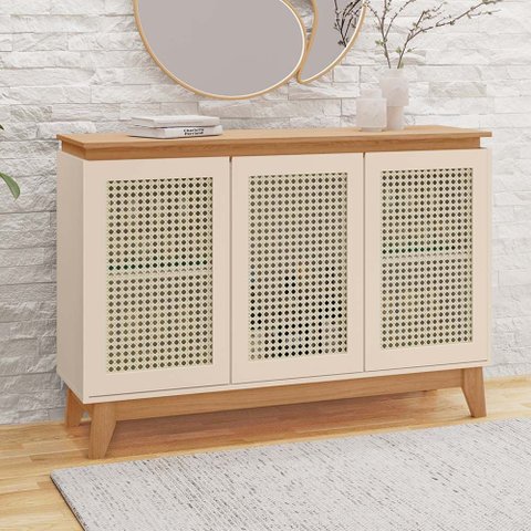 Buffet Munique 100% Mdf 3 Porta e Pés Estilo Retrô Tuboarte