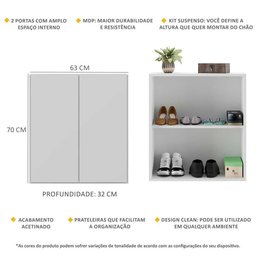 Sapateira 2 Portas Suspensa Nina Multimóveis V6008 - 3