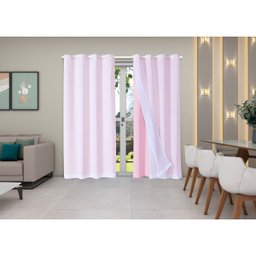 Cortina Classic 2,80m X 2,30m para Sala Quarto Janela Cozinha Decorativa Varão Simples Rosa - 3