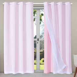 Cortina Classic 2,80m X 2,30m para Sala Quarto Janela Cozinha Decorativa Varão Simples Rosa - 2