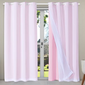 Cortina Classic 2,80m X 2,30m para Sala Quarto Janela Cozinha Decorativa Varão Simples Rosa