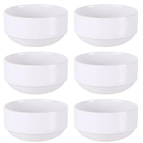 Jogo 6 Tigelas Porcelana Branca 138ml Bowl Pequeno Tramontina Paola Empilhável Mesa Posta