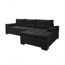 Ver imagem 5 de Sofá Viena Chaise Suede Fixo Pés Madeira Living Confortável Império Preto 381