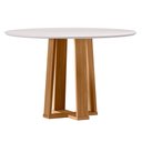 Ver imagem 4 de Mesa de Jantar 4 Lugares Redonda 117cm Tampo MDF com Vidro Belly N01 Ypê Off White - Lyam Decor