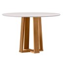 Ver imagem 1 de Mesa de Jantar 4 Lugares Redonda 117cm Tampo Mdf com Vidro Belly N01 Ypê Off White - Lyam Decor