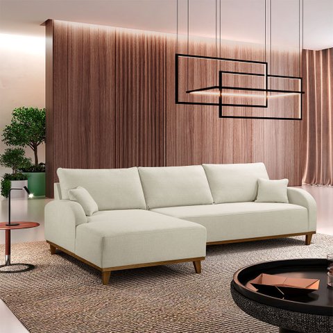 Sofá Albano Linho Chaise Lado Esquerdo Meu Sofá Online