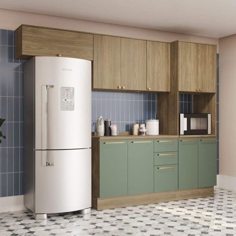 Armário de Cozinha Modulada Completa Reta 5 Peças 2,70m 294 Botanic Kappesberg