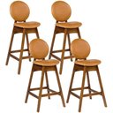 Ver imagem 1 de Kit 04 Banquetas Alta para Cozinha Bar Estofada Rattan Ibis L02 Couríssimo Whisky - Lyam Decor