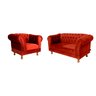 Conjunto Sofá Namoradeira Chesterfield Capitone Suede Vermelho Decorativa / Sala, Tv, Estar, Recepçã - 1